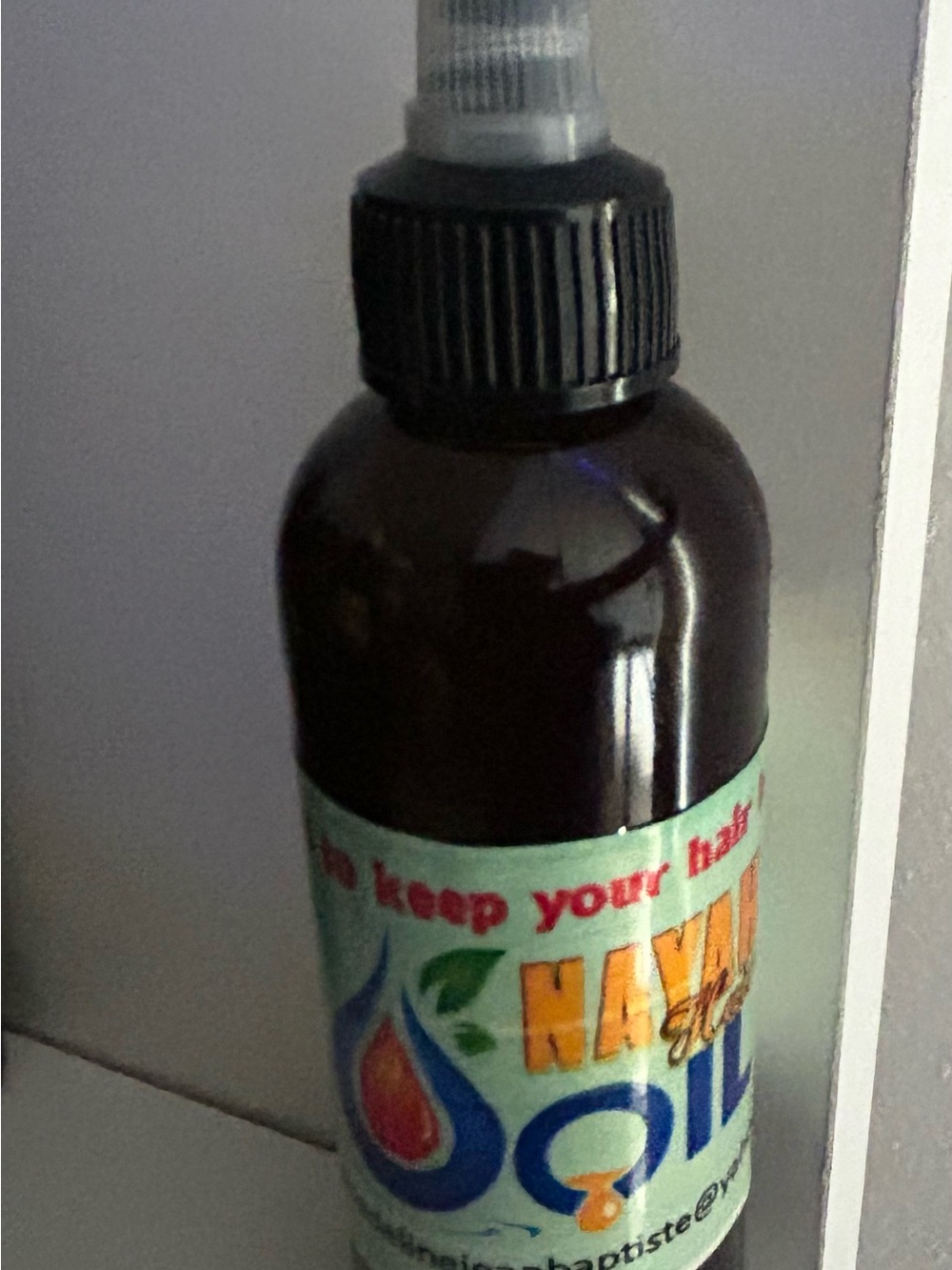 Herbal Hair Oil Spray Bottle - Brown with Mint Label